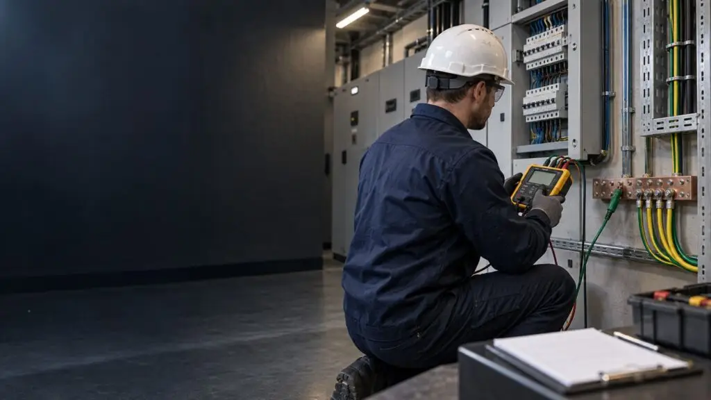 Specialist efectuează măsurători electrice și verificări PRAM